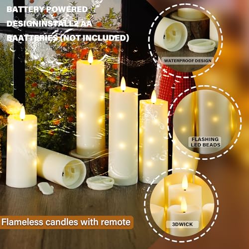 Waterproof LED Candles 2 Pack - D2.2"x6" Ivory with Timer & Remote