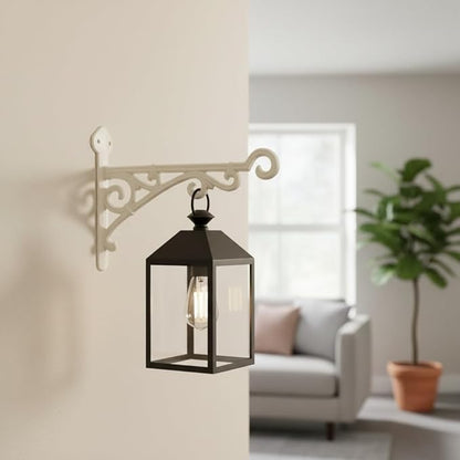 Comfy Hour 11" Heavy Duty White Cast Iron Wall Mount Bracket, Decorative Plant Hanger for Outdoor Garden & Indoor Home, Vintage Metal Hook for Bird Feeders, Wind Chimes & Lanterns, 1 pc