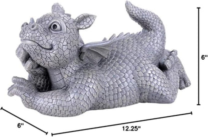 Pacific Giftware Garden Dragon Daydreaming Garden Display Decorative Accent Sculpture Stone Finish