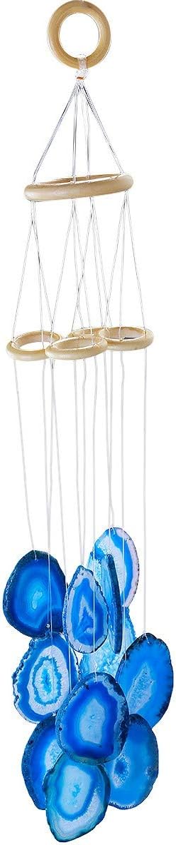 rockcloud Agate Slices Geode Wind Chime Home Garden Decoration Figurine, 20-24 inches, Blue