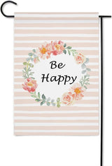 Gkyygk Be Happy Welcome Banners Garden Flag Double Sided 12x18 Inches Farmhouse Holiday Outside Decorations Burlap Yard Flag