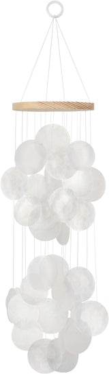 Wind Chimes for Outside, Handcrafted White Capiz Shells Windchime Coastal Style Decor for Indoor/Outdoors, Garden Decors, Great Gift for Women, Beach Hanging Decor, Wind Chimes Lovers and More