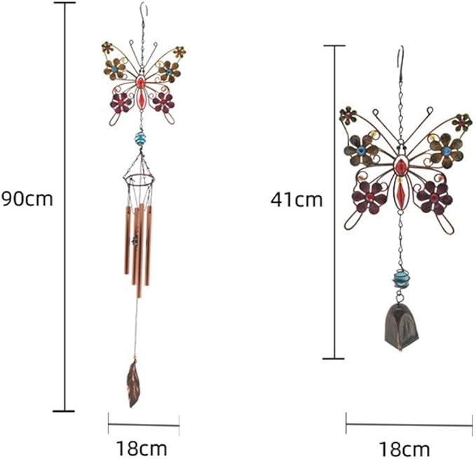 Butterfly Flower Wind Chimes Outdoors Decoration Wind Chimes with Metal Frame Crystal for Garden Yard Hanging Decor Birthday Mothers Day Housewarming for Women-Bell
