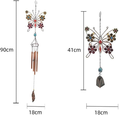Butterfly Flower Wind Chimes Outdoors Decoration Wind Chimes with Metal Frame Crystal for Garden Yard Hanging Decor Birthday Mothers Day Housewarming for Women-Bell