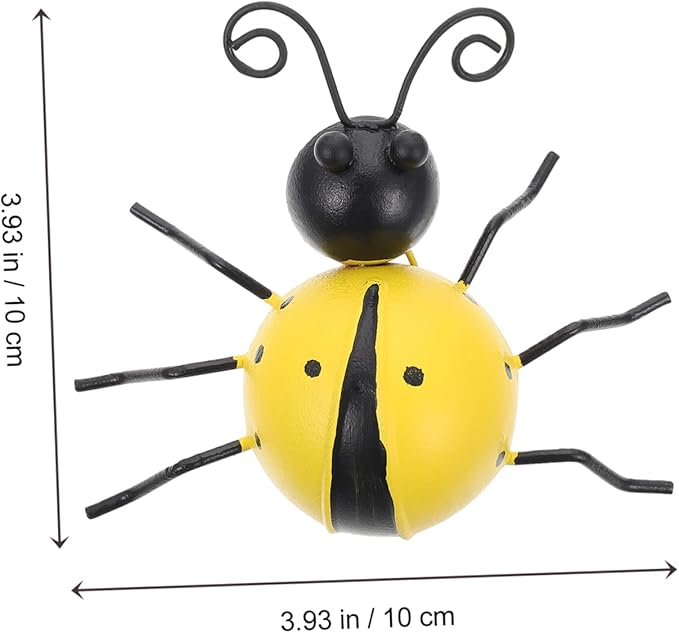 ORFOFE 3pc Iron Ladybug Ornaments Adorable Garden Statues for Outdoor Bright Decoration for Home Patio and Landscape Fun Friendly Design