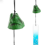 Japanese Bless Small Wind Chimes Outdoor, Iwachu Cast Iron Lucky Temple Wind Bell Memorial Wind Chimes for Outside Good Luck for Garden, Patio, Balcony Green Frog