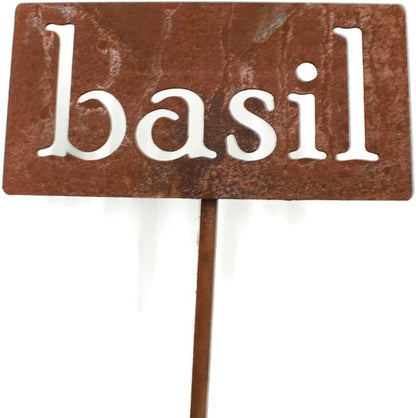 Classic Metal Garden Markers 19 Inches Tall (basil, Naturally Rusted)
