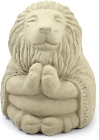 Modern Artisans Meditating Lion - Cast Stone Garden Sculpture : Large Size, Antique Beige Finish