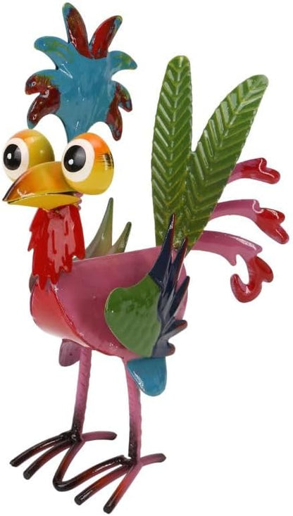 8'' Metal Rooster Garden Decor – Chicken Statues Sculpture, Outdoor Animal Ornaments Yard Art for Backyard Patio Lawn Home Kitchen Decor Outside Decorations, Wacky Decor Gifts for Chicken Lovers