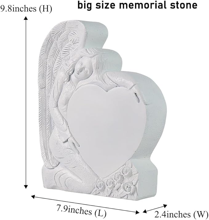 Personalized Memorial Stones for Loved Ones Lost, Handmade Angel Garden Stones Gravestones Engraved with Any Message, Sympathy Funeral Memorial Gift for Loss of Loved Ones Mom Dad