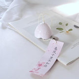 Ceramic Cherry Blossom Small Japanese Wind Chimes Outdoor, Handmade Pendants Wind Bells/Ceramic Wind Chimes for Outside with Soothing Melodic Tones for Garden Patio Balcony Home Décor (Pink)