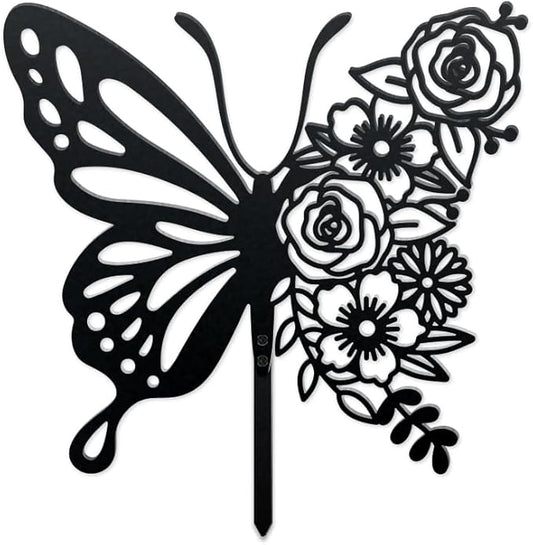WADORN Butterfly Metal Decorative Garden Stakes, Butterfly Flowers Garden Outdoor Statues Silhouette Boho Butterfly Stakes Metal Butterfly Garden Statues for Lawn Ornaments Yard Patio Outdoor Garden