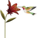 Regal Art & Gift Hummingbird Flower Garden Stake - Decorative Handcrafted Metal Sculpture, Elegant Outdoor Art for Patio, Lawn & Garden Décor - Ruby Throated