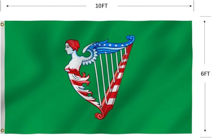 Green Harp Ireland Flag 6X10FT, Am Harp Flags,Both Sides Printed, Men Women Banner,Vibrant Colors, Double Stitched with 2 Brass Grommets, Bar Garden Street Decoration, GYM, Office Decor,Indoor Outdoor Use,Gifts. (US-Green, 6x10ft)