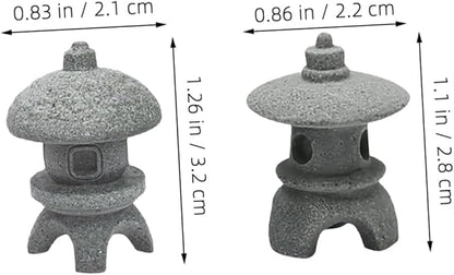 ORFOFE Japanese Style Zen Garden Statues 2 Pack Sandstone Decor for Outdoor/Indoor Asian Decor