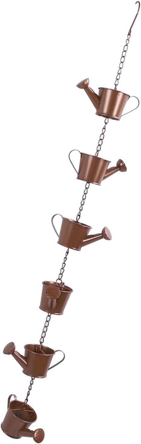 ZJchao Elegant Copper Rain Chain for Gutters – 6-Tier Decorative Feature & Downspout Alternative, Garden-Friendly Bucket- Rain Diverter