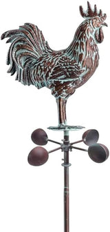 Metal Rooster Wind Spinner for Yard and Garden Statue Décor,79" Antique Copper Chicken Yard Spinner Outdoor,Kinetic Wind Sculptures & Spinners,Metal Animals Garden Stake for Patio,Lawn,Backyard
