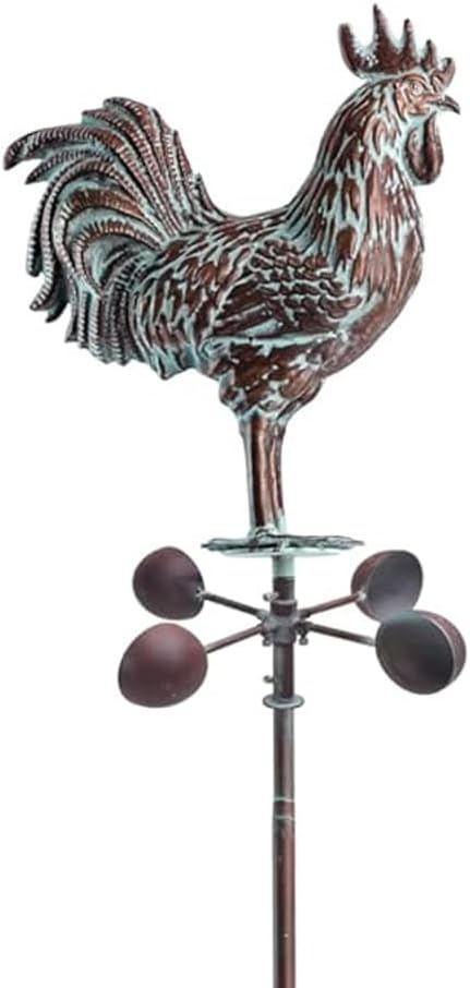 Metal Rooster Wind Spinner for Yard and Garden Statue Décor,79" Antique Copper Chicken Yard Spinner Outdoor,Kinetic Wind Sculptures & Spinners,Metal Animals Garden Stake for Patio,Lawn,Backyard