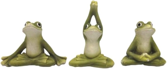 Pacific Giftware Zen Garden Inner Peace Yoga Frogs Set of 3 Figurine Collectible Sculpture Mini Garden Decor 2.5 inch Tall