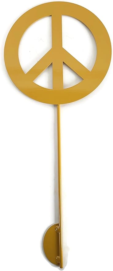 Peace and Heart Staked Signs or Wall Art Rustic or Powder Coated Finishes (Peace Small Stake 21", Dark Yellow)