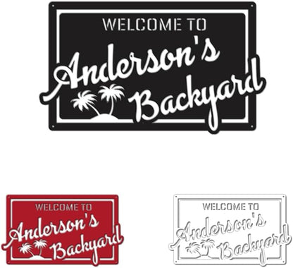MeMate Personalized Metal Sign for Backyard, Patio, Garden, Deck, Large Outdoor Decor, Housewarming Gifts