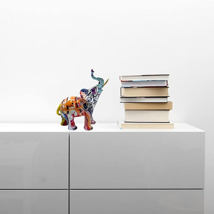 Colorful Elephant Statue Sculpture Frgurine Gift for Home Office Living Room Desktop Decoration Garden Figurines Outdoor Decor Frgurines (Small)