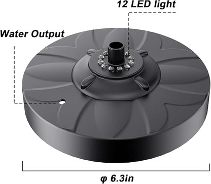 Jutai Electric Floating Pond Fountain Wram White LED Lights, Built-in Filter System, Waterfall Fountain Pump,32.8ft Power Cord, Day and Night Lighting, Energy Saving for Above Ground Pools