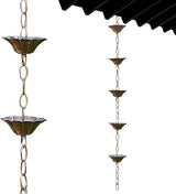 Rain Chains for Gutters Rain Chain Copper Imitation Chains for Gutters 3.3ft with 5 Cups Easy to Install Catcher for Outside Courtyards Replacement Style 1