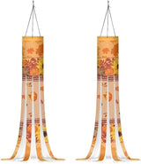 Jeiento 2pcs Fall Pumpkin Windsock Yellow Sunflower Leaf Windsock Flag 40" Fall Thanksgiving Windsocks Decoration for Home Yard Patio Lawn Garden Tree