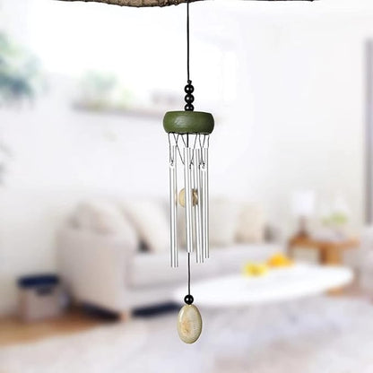 2 Pack Small Silver Wind Chime with Ceramic Blank Drops, 10 Inch Metal Garden Wind Chimes with 4 Different Len Bell Tubes, Soothing Harmony Sound Mini Outdoor Windcatcher Porches Décor, Exxacttorch