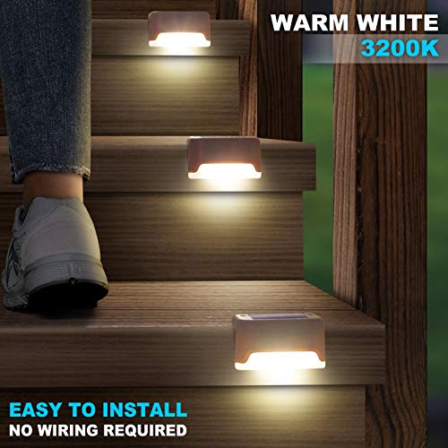 Solar Deck Lights - 16 Pack, 4000K Warm White, Waterproof