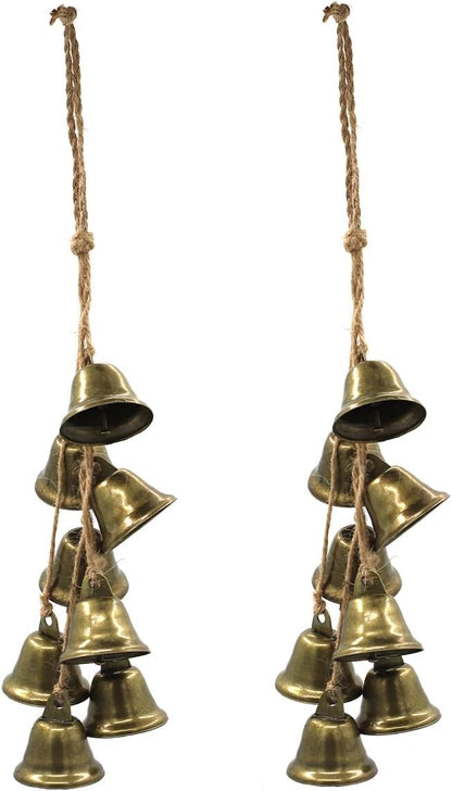 2 Pieces Witch Bells Protection for Door Knob Hanger Wind Chimes Witchy Things Clear Negative Energy Witchcraft Supplies for Boho Home Room Decor (Brown, 2)