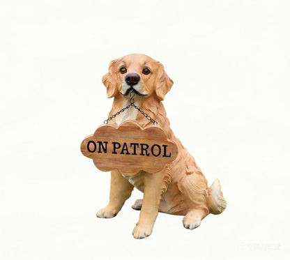 Outdoor Golden Retriever Dog Statue with Interchangeable Welcome Sign Detachable Garden Dog Sculpture Décor Garden Statue Outdoor Dog Statue Solar Lights Statue Outdoor Garden Decor