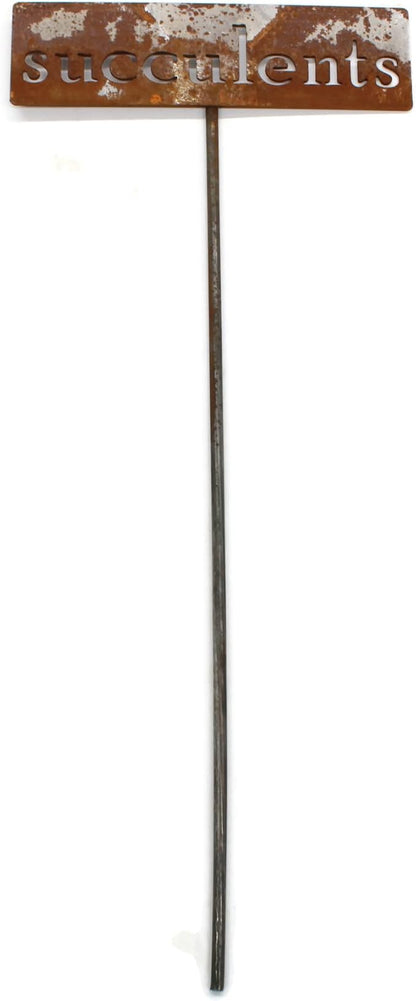 Classic Metal Garden Markers 19 Inches Tall (succulents, Naturally Rusted)