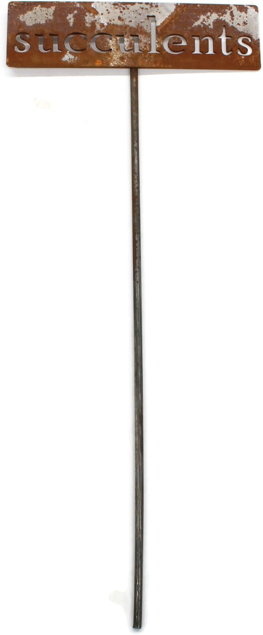 Classic Metal Garden Markers 19 Inches Tall (succulents, Naturally Rusted)