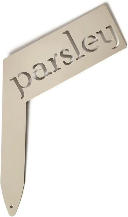 Planter Size Small Metal Garden Plant Vegetable Flower or Herb Markers 13.5 Inches Tall (parsley, Cream)