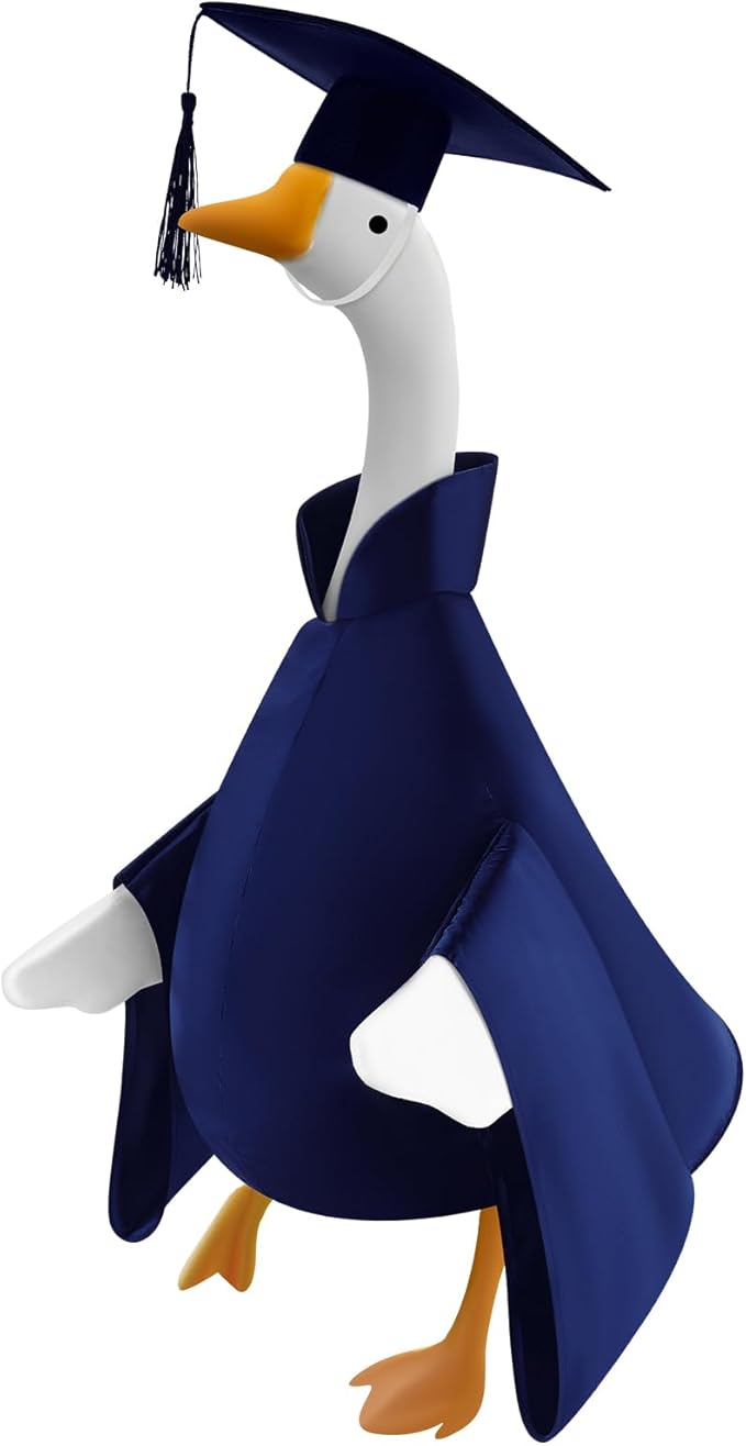 Graduation Goose Outfit for 23'' High Cement Goose Statue, Lawn Porch Clothes Cute Grad Yard Statue Outfit for Patio Outdoor Garden Decoration(Dark Blue)