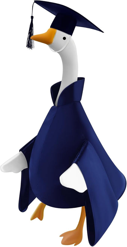 Graduation Goose Outfit for 23'' High Cement Goose Statue, Lawn Porch Clothes Cute Grad Yard Statue Outfit for Patio Outdoor Garden Decoration(Dark Blue)