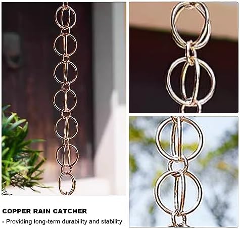 Decorative Rain Chains Waterfall, Copper Ring Rain Chain Extension, Outside Decoration Rain Catcher System for Garden, Roof Rainwater Diverter for Downspout, Rain Guide Chains (240cm (8ft))