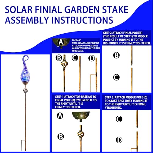 Solar Flame Light - Hand Blown Glass, Waterproof, Blue