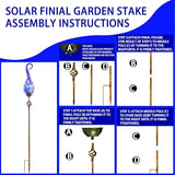 Solar Flame Light - Hand Blown Glass, Waterproof, Blue