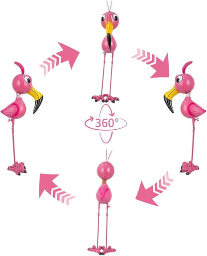 20'' Tall Flamingo Garden Statue, Whimsical Flamingo Metal Garden Decor, Pink Flamingos Bird Yard Art for Yard Porch Patio Decor
