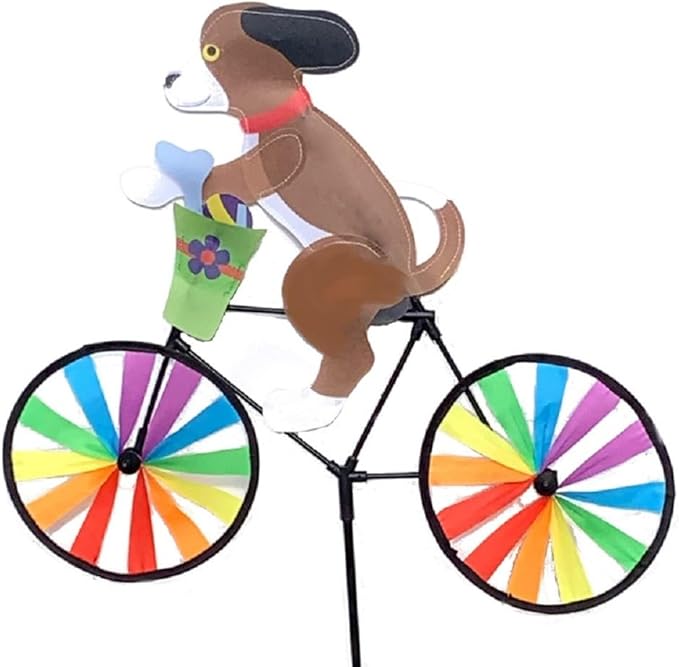 Brown Dog on Bicycle Wind Spinner