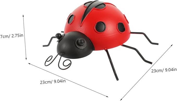 Holibanna 3pcs Iron Art Ladybug Decorations Realistic Outdoor Garden Decor Red Ladybug Adornments for Lawns Patios and Gardens Extra Small Small Medium