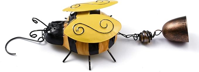 GORGECRAFT Bee Metal Wind Chimes Bell Insect Chime Decor Lucky Rustic Home Ornaments Iron Stereo Hanging Bell for Garden Yard Patio Indoor Outdoor Hanging Decoration