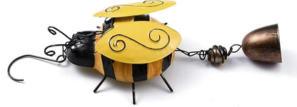 GORGECRAFT Bee Metal Wind Chimes Bell Insect Chime Decor Lucky Rustic Home Ornaments Iron Stereo Hanging Bell for Garden Yard Patio Indoor Outdoor Hanging Decoration