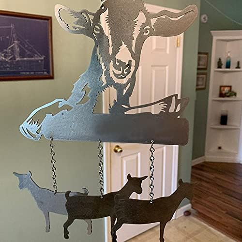 Dachshund Wind Chimes for Outside Hanging Outdoor Decor, Bird Dog Metal Wind Chimes with 4 Metal Tubes, Handworks Windchime for Garden Yard Patio Lawn Decorations (Goat)
