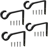 QIEGL 4Pack Hanging Plant Bracket 6inch Metal Plant Hook Shepherds Hook Decorative Wall Plant Hanger for Hanging Lanterns, Bird Feeder, Flower Basket, Home Decor Indoor & Outdoor (Black)