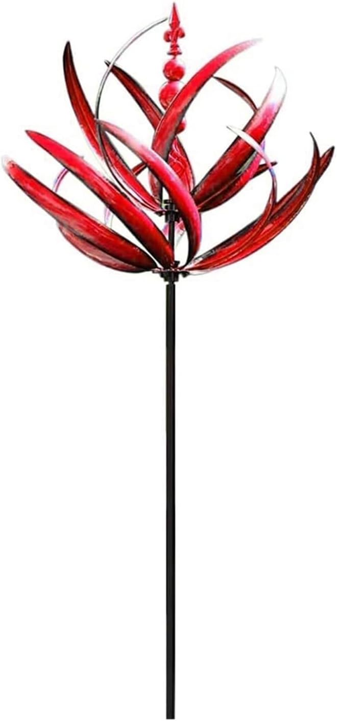 Large Outdoor Metal Wind Spinners,Garden Metal Wind Sculpture,Wind Spinners for Yard Garden,Unique and Magical Metals Windmill Outdoor Wind Spinner,360° Swivel Wind Sculpture Yard Art,Durable (red)