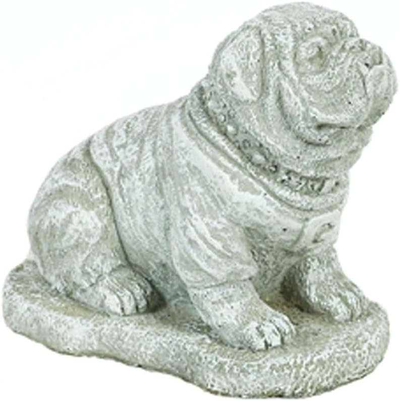 Solid Rock Stoneworks Bulldog on Base Concrete Statue, 9" Tall, Marble Tone